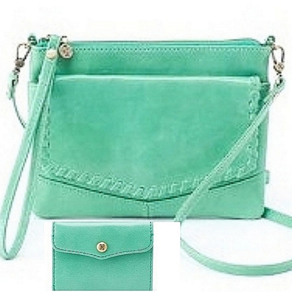 NWTs HOBO Mint Leather Stroll Crossbody/Clutch + HOBO Luck Leather Wallet